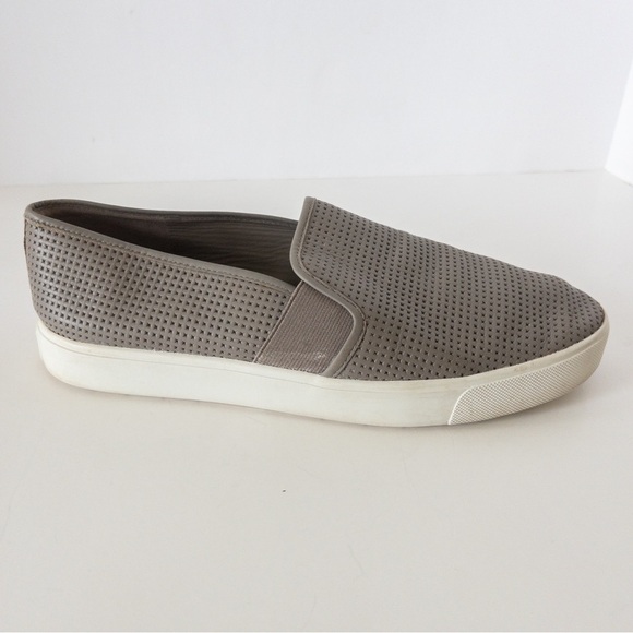 Vince Blair Grey Perforated Low Top Slip On Sneakers - Picture 13 of 14